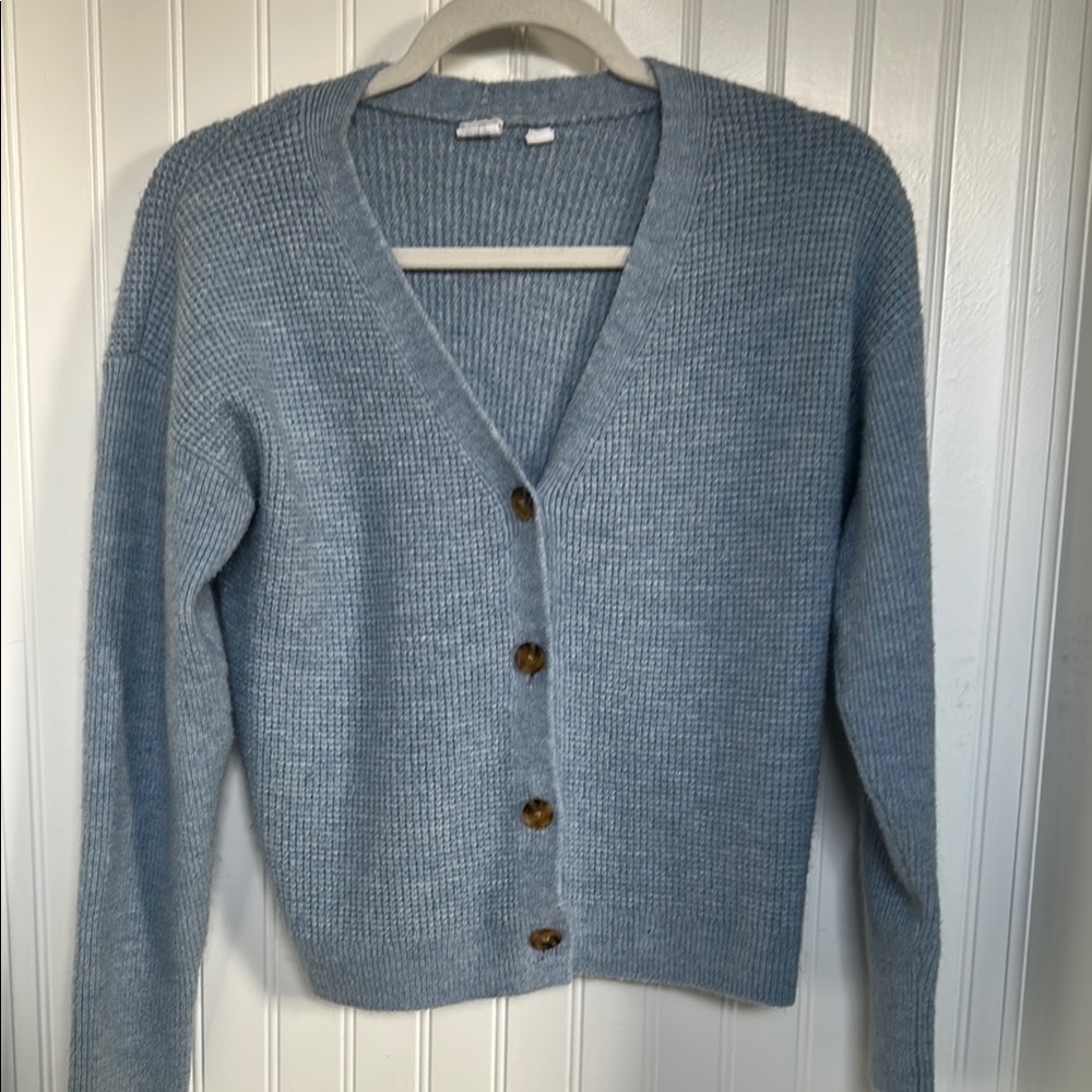 GAP Blue V-Neck Cardigan Knit Top